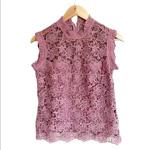 NEW Nanette Lepore Pink Eyelet Lace Crochet Top Size XS